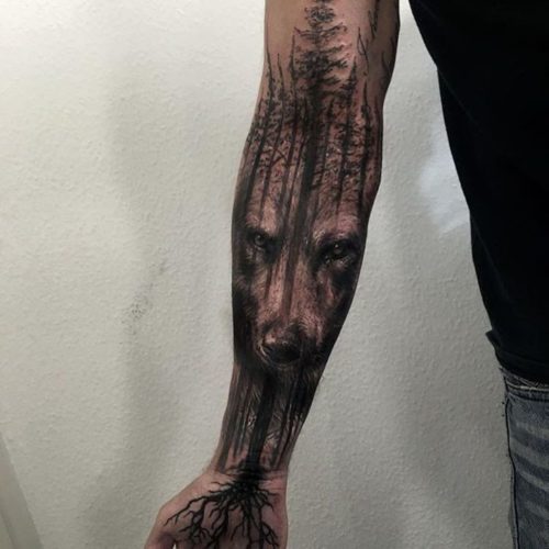 wolf sleeve tattoo