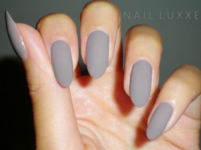 Gray almond nails.